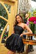 Ava Presley 29177 Beaded Waist Asymmetric Neck Dress