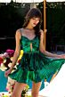 Ava Presley 29262 Beaded Waist A-Line Pleated Metallic Dress