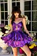Ava Presley 29262 Beaded Waist A-Line Pleated Metallic Dress