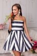 Ava Presley 26308 Back Bow Strapless Stripe Dress