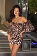 Ava Presley 26392 Puff Sleeve Animal Print Romper