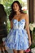 Ava Presley 26448 Ruffle Skirt Corset Top Print Dress