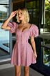 Ava Presley 26704 Buttoned Front Puff Sleeve Dress
