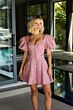 Ava Presley 26704 Buttoned Front Puff Sleeve Dress