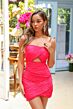 Ava Presley 29176 Tulip Hem Midriff Cutout Dress
