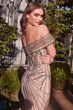 Andrea and Leo A1353 Off-The-Shoulder Beaded Back Slit Evening Dress