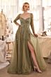 Andrea and Leo A1367 Sheer Sleeve Sweetheart Neck A-Line Formal Dress