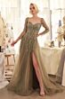 Andrea and Leo A1367 Sheer Sleeve Sweetheart Neck A-Line Formal Dress
