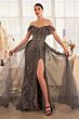 Andrea and Leo A1375 Off-The-Shoulder Sheer Overskirt Formal Gown