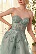 Andrea and Leo A1387 Embellished Corset Strapless Glitter Dress