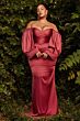 LaDivine 7482 Bishop Sleeve Sweetheart Neck Dress