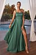 LaDivine B8402 Spaghetti Strap A-Line Satin Dress
