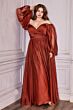 LaDivine CD243 Ruched Bodice Bishop Sleeve Dress