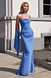 Ladivine 7433 Draped Bodice Chiffon 3-Way Neck Dress