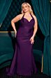 Ladivine CD796C Slit Skirt Halter Strap Plus Size Bridesmaid Dress