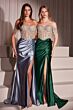 LaDivine CD821 Corset Bodice Fringe Strap Dress
