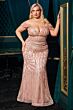 LaDivine CC0689 Plunging Neck Off-The-Shoulder Embellished Dress