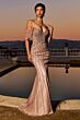 Ladivine CC477 Off-The-Shoulder Plunging Neck Beaded Dress