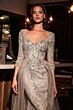 Ladivine CD749 Tulle Overskirt Queen Anne Neck Lace Dress