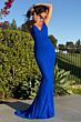 LaDivine BD4001 Shimmer Satin Backless Dress