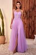 LaDivine C150 Sheer Bodice Tulle Skirt Dress
