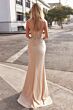 Ladivine CD0106 Illusion Side Slit V-Neck Applique Corset Dress
