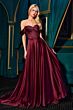 Ladivine CD297 Beaded Sweetheart Neck Off-The-Shoulder Satin Dress