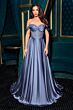 Ladivine CD297 Beaded Sweetheart Neck Off-The-Shoulder Satin Dress