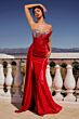 Ladivine CD382 Beaded Sweetheart Neck Asymmetric Drape Dress