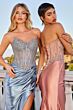 Ladivine CD736 Beaded Corset Bodice Strapless Satin Dress