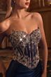 Ladivine CD736 Beaded Corset Bodice Strapless Satin Dress
