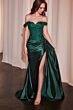 Ladivine CD803 Side Slit Off-The-Shoulder Satin Dress