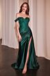 Ladivine CD803 Side Slit Off-The-Shoulder Satin Dress