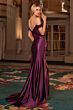 Ladivine CD803 Side Slit Off-The-Shoulder Satin Dress