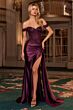 Ladivine CD803 Side Slit Off-The-Shoulder Satin Dress