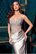 Ladivine CDS538 Asymmetric Waist Cutaway Slit Dress