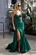 Ladivine CM369 Side Slit Strapless Corset Bodice Taffeta Dress