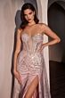 Ladivine CM384 Removable Overskirt Plunging Neck Dress