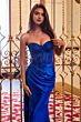 LaDivine J884 Side Streamer Strapless Satin Dress
