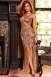 Jovani 07229 Nude Brown Dress