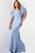 Jovani 07432 Feather Sleeves Sheer Neckline Dress