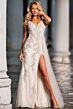 Jovani 39105 Off White Nude Dress