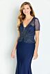 Cameron Blake CB130 Beaded Bodice Short Sleeve Dress