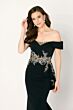 Cameron Blake CB779 Ruffle Applique Off-The-Shoulder Dress