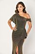 Cameron Blake CB788 Asymmetric Neck Drape Skirt Dress
