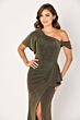 Cameron Blake CB788 Asymmetric Neck Drape Skirt Dress