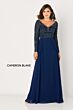 Cameron Blake CB790 Plunging V-Neck Illusion Sleeve Dress