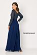 Cameron Blake CB790 Plunging V-Neck Illusion Sleeve Dress