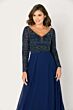 Cameron Blake CB790 Plunging V-Neck Illusion Sleeve Dress