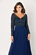 Cameron Blake CB790 Plunging V-Neck Illusion Sleeve Dress